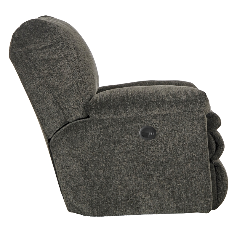 Pemberly Row Power Recliner in Soft Charcoal Grey Polyester Upholstery