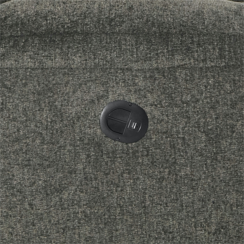 Pemberly Row Power Recliner in Soft Charcoal Grey Polyester Upholstery