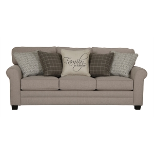 Pemberly Row 3-Seater Farmhouse Casual Sofa in Gray Fabric with Pillows