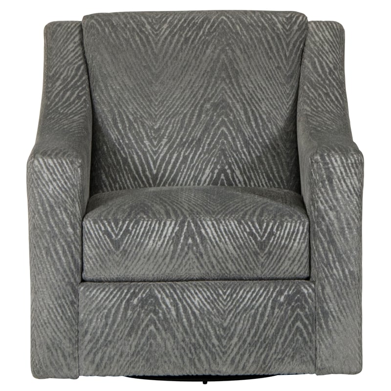 Pemberly Row Swivel Accent Chair in Grey Polyester Fabric