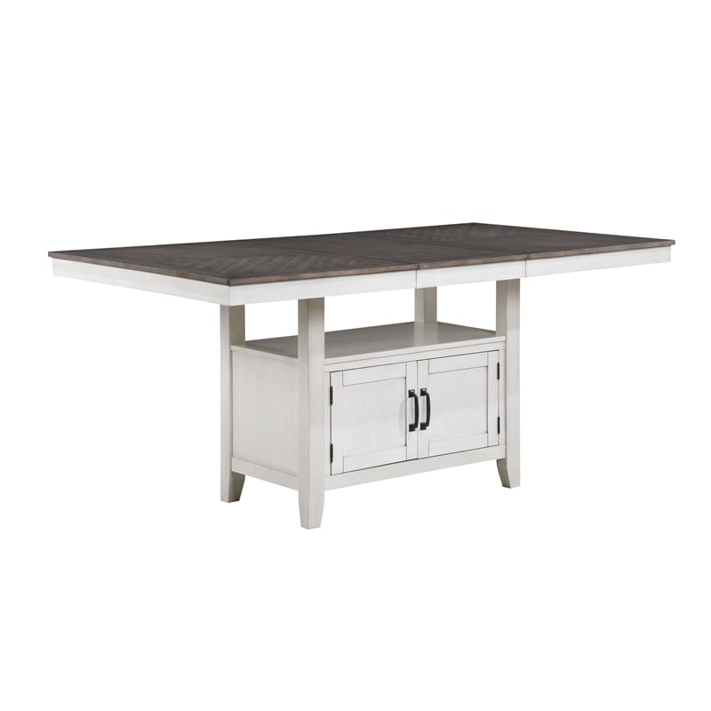 Pemberly Row 5-Piece Counter Table Set with Removable Leaf in Brown/White