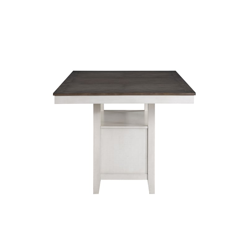 Pemberly Row 5-Piece Counter Table Set with Removable Leaf in Brown/White