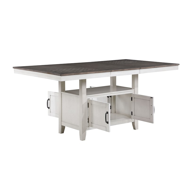 Pemberly Row 5-Piece Counter Table Set with Removable Leaf in Brown/White