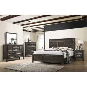 Pemberly Row 4-Piece King Bedroom Set in Nutmeg Wood Finish