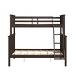 Pemberly Row Twin Over Full Bunk Bed in Walnut Wood with Guard Rails