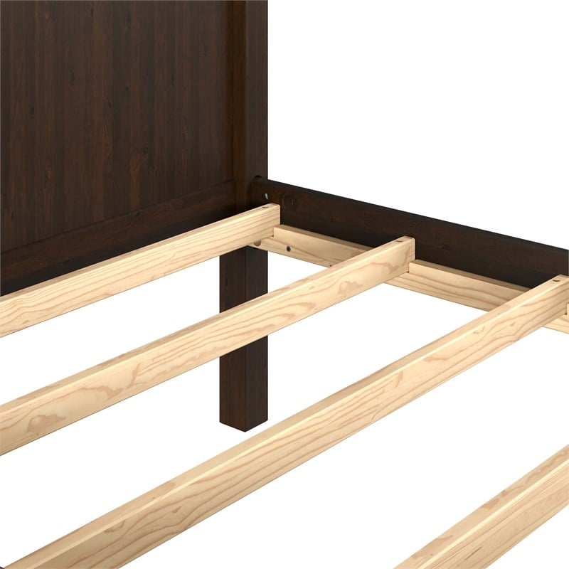 Pemberly Row Twin Over Full Bunk Bed in Walnut Wood with Guard Rails