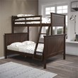 Pemberly Row Twin Over Full Bunk Bed in Walnut Wood with Guard Rails