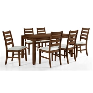 Pemberly Row 59&quot Rectangle Dining Set with 6 Chairs in Walnut