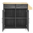 Pemberly Row Rolling Kitchen Cart with Drawers in Charcoal/Natural