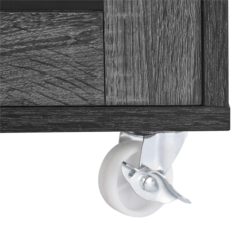 Pemberly Row Rolling Kitchen Cart with Drawers in Charcoal/Natural