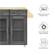Pemberly Row Rolling Kitchen Cart with Drawers in Charcoal/Natural