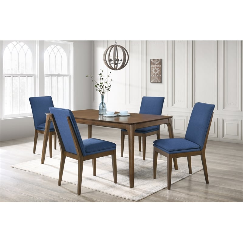 Pemberly Row 5-Piece Rubberwood Dining Set in Blue