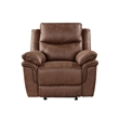 Pemberly Row Polyester Fabric Glider Recliner in Brown