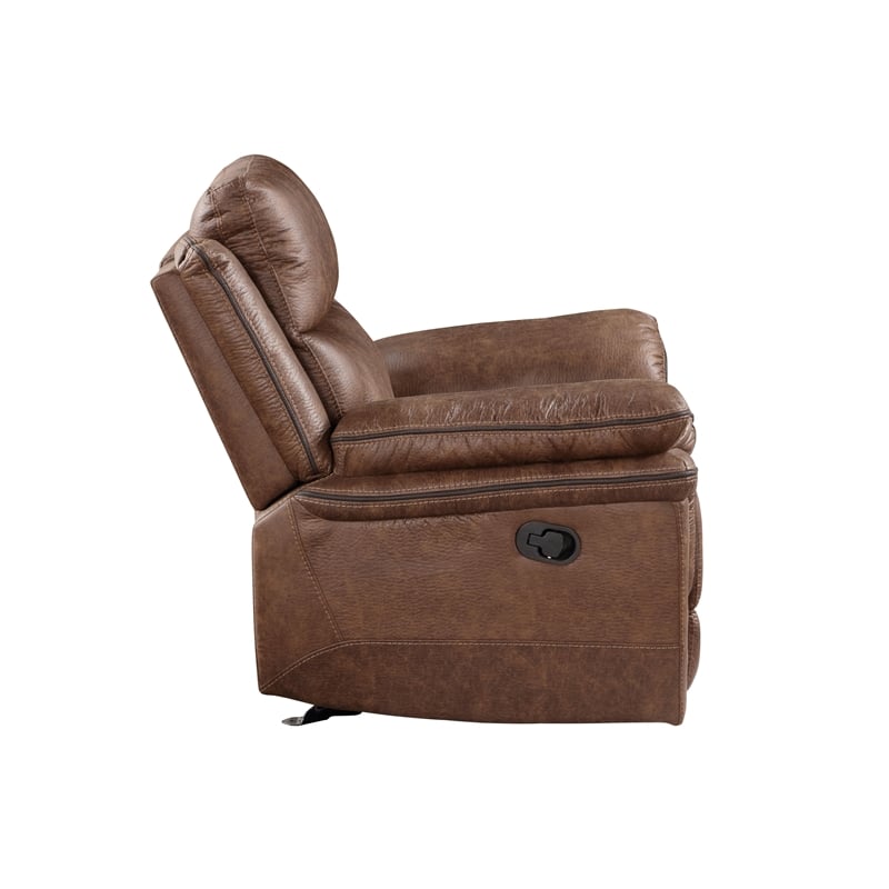 Pemberly Row Polyester Fabric Glider Recliner in Brown