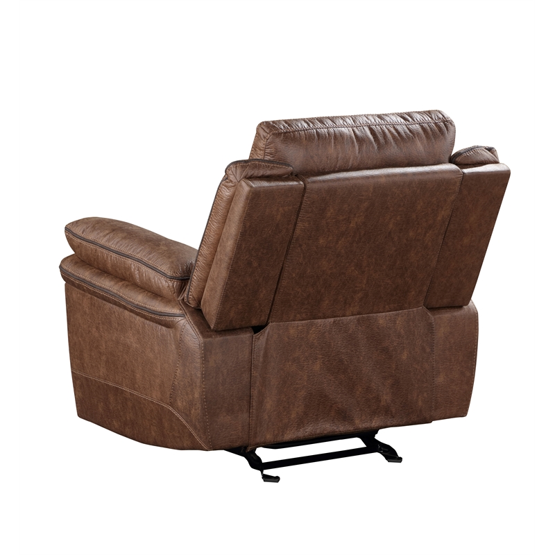 Pemberly Row Polyester Fabric Glider Recliner in Brown