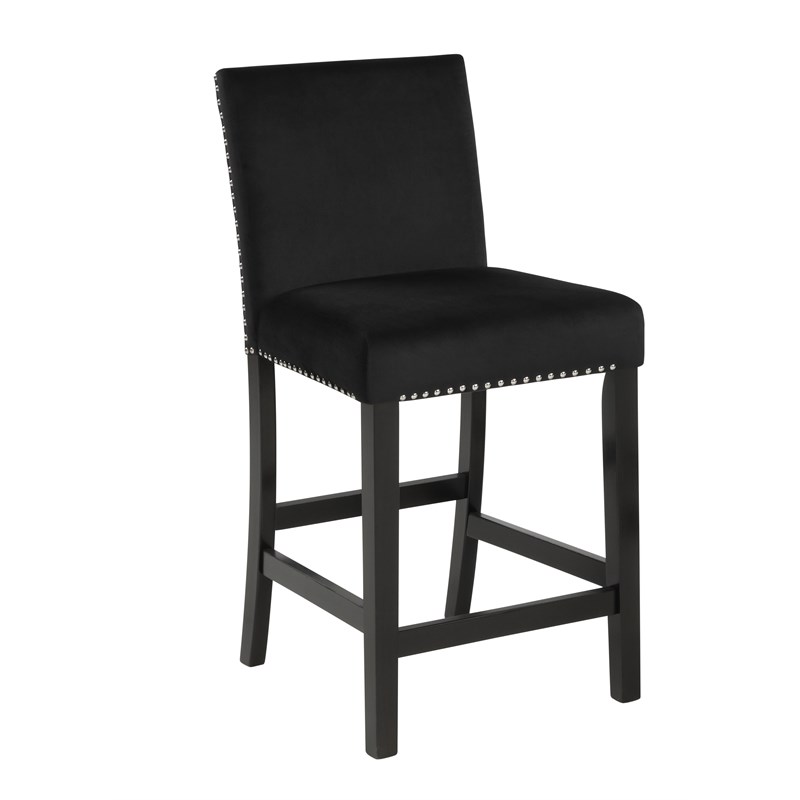 Pemberly Row Solid Wood Counter Chairs in Black (Set of 6)