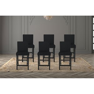 Pemberly Row Solid Wood Counter Chairs in Black (Set of 6)