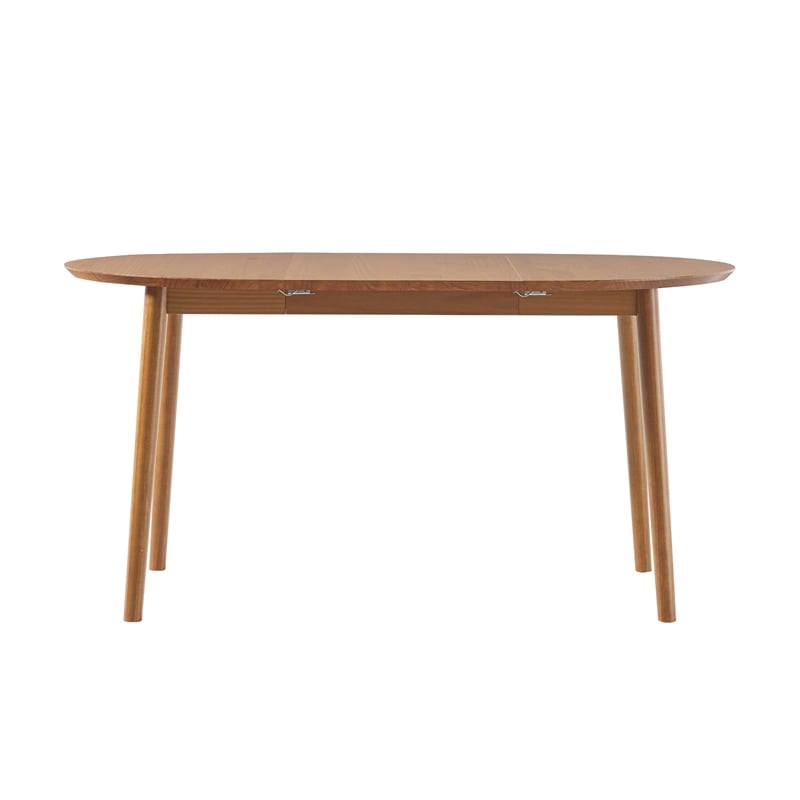 Pemberly Row Solid Wood Oval Extension Dining Table in Caramel