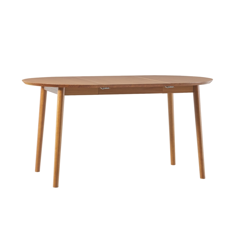 Pemberly Row Solid Wood Oval Extension Dining Table in Caramel