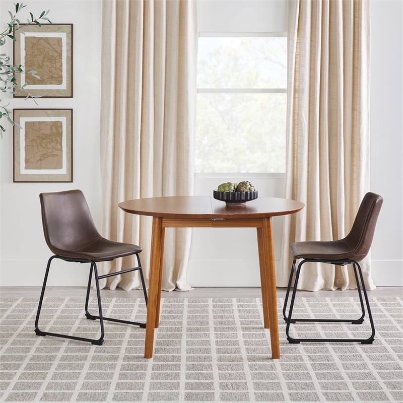 Pemberly Row Solid Wood Oval Extension Dining Table in Caramel