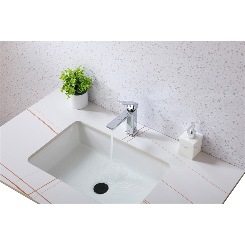 Pemberly Row Brass Single Hole Bathroom Faucet in Chrome with 20-in Supply Lines