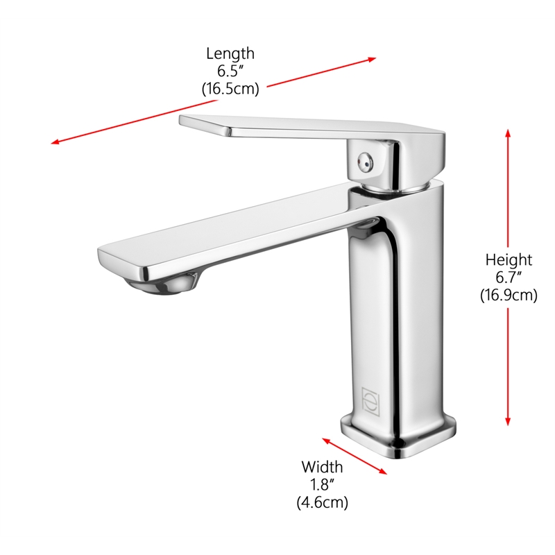 Pemberly Row Brass Single Hole Bathroom Faucet in Chrome with 20-in Supply Lines
