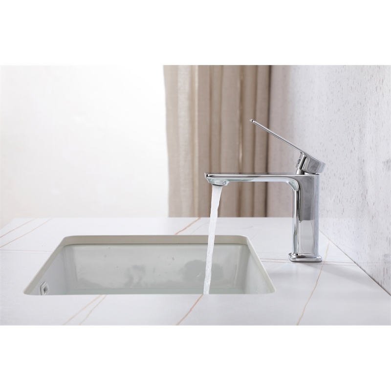 Pemberly Row Brass Single Hole Bathroom Faucet in Chrome with 20-in Supply Lines