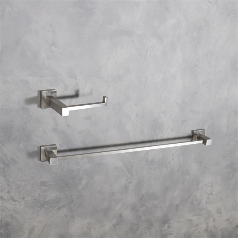 Pemberly Row 2-Pc Stainless Steel Bathroom Hardware Set in Brushed Nickel