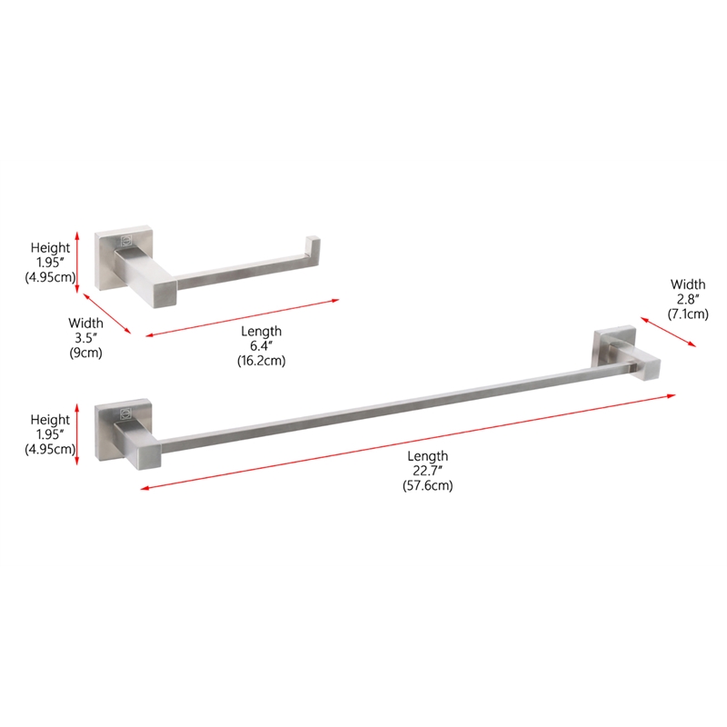 Pemberly Row 2-Pc Stainless Steel Bathroom Hardware Set in Brushed Nickel