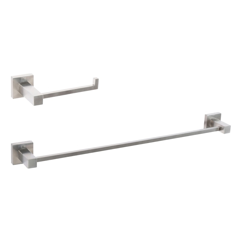 Pemberly Row 2-Pc Stainless Steel Bathroom Hardware Set in Brushed Nickel