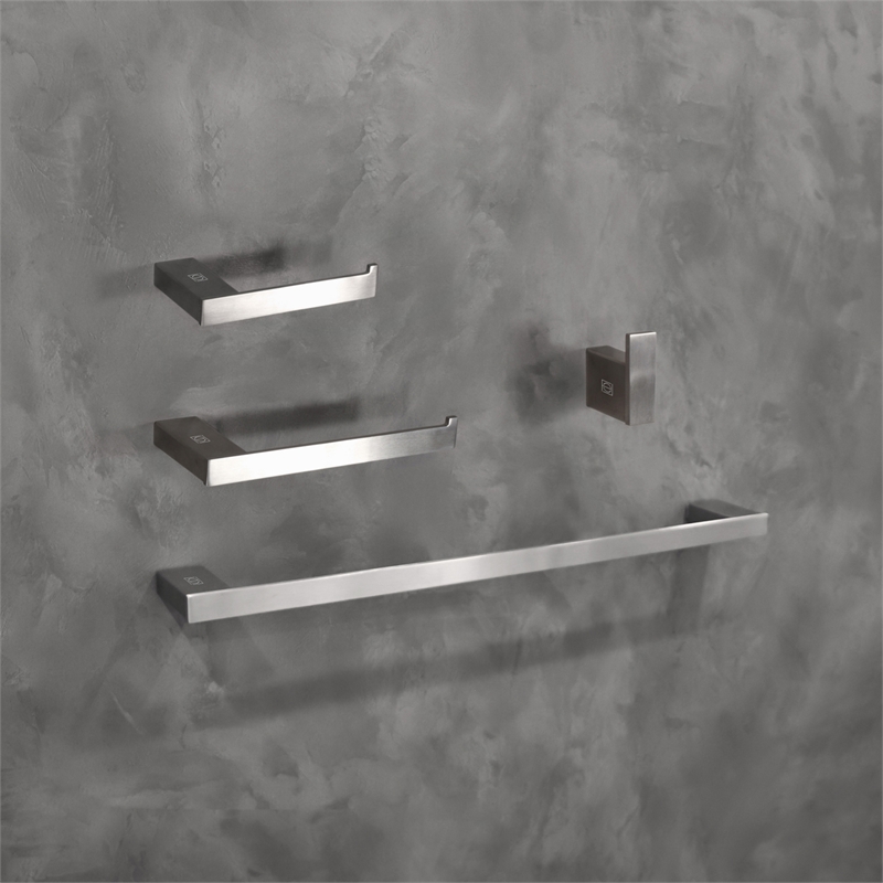 Pemberly Row 4-Pc Stainless Steel Bathroom Hardware Set in Brushed Nickel