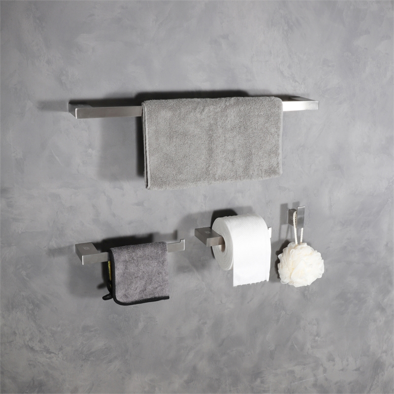 Pemberly Row 4-Pc Stainless Steel Bathroom Hardware Set in Brushed Nickel