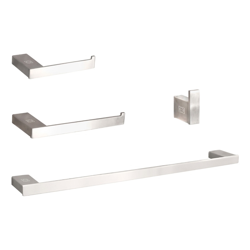 Pemberly Row 4-Pc Stainless Steel Bathroom Hardware Set in Brushed Nickel