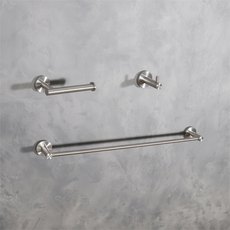 Pemberly Row 3-Piece Stainless Steel Bathroom Hardware Set in Nickel