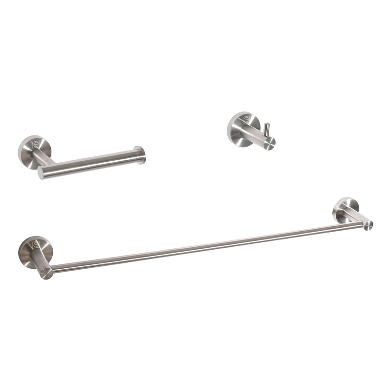 Pemberly Row 3-Piece Stainless Steel Bathroom Hardware Set in Nickel