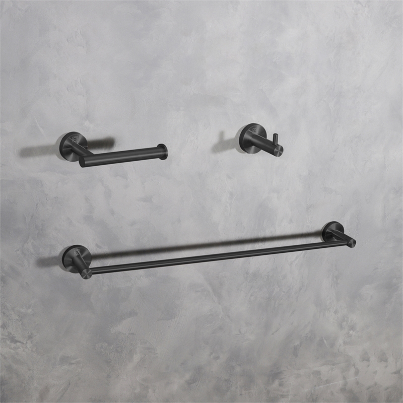Pemberly Row 3-Piece Stainless Steel Bathroom Hardware Set in Matte Black