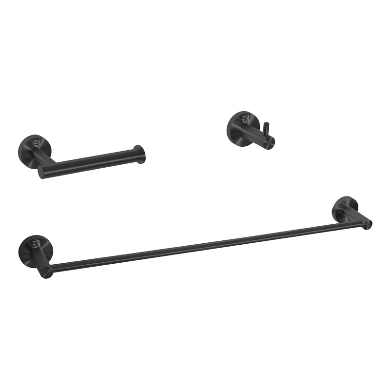 Pemberly Row 3-Piece Stainless Steel Bathroom Hardware Set in Matte Black
