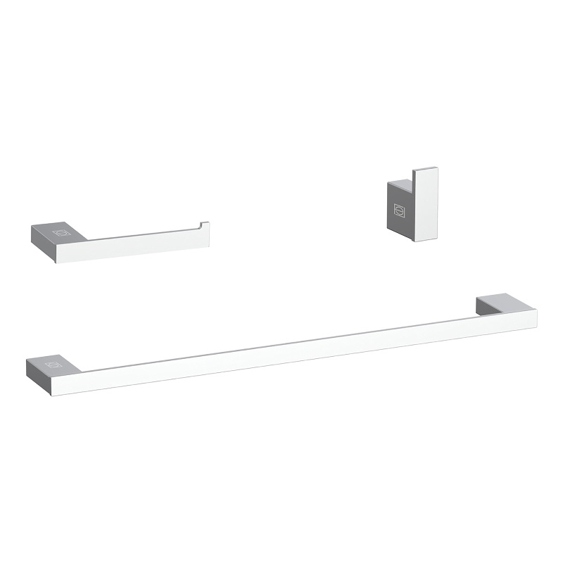Pemberly Row 3-Pc Stainless Steel Bathroom Hardware Set in Chrome