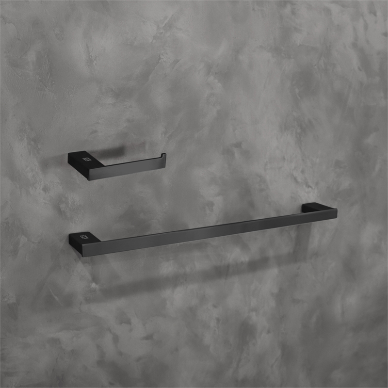 Pemberly Row 2-Piece Stainless Steel Bathroom Hardware Set in Black