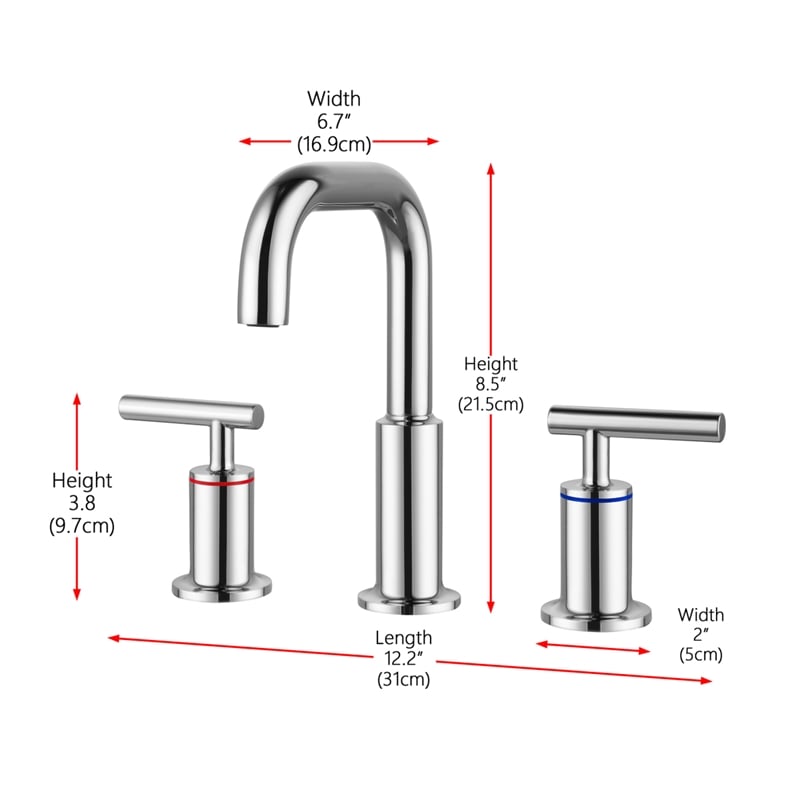 Pemberly Row Brass Double Handle Bathroom Faucet in Chrome