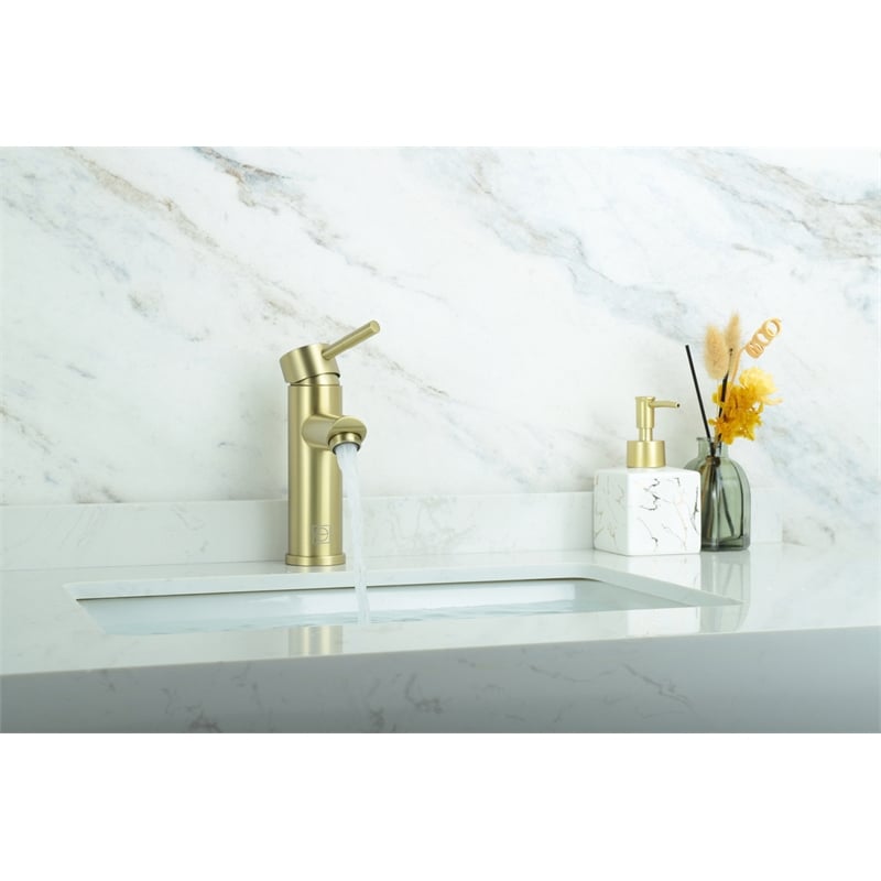 Pemberly Row Stainless Steel Bathroom Faucet in Brushed Gold