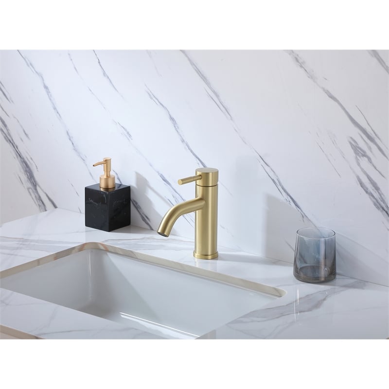 Pemberly Row Stainless Steel Bathroom Faucet in Brushed Gold