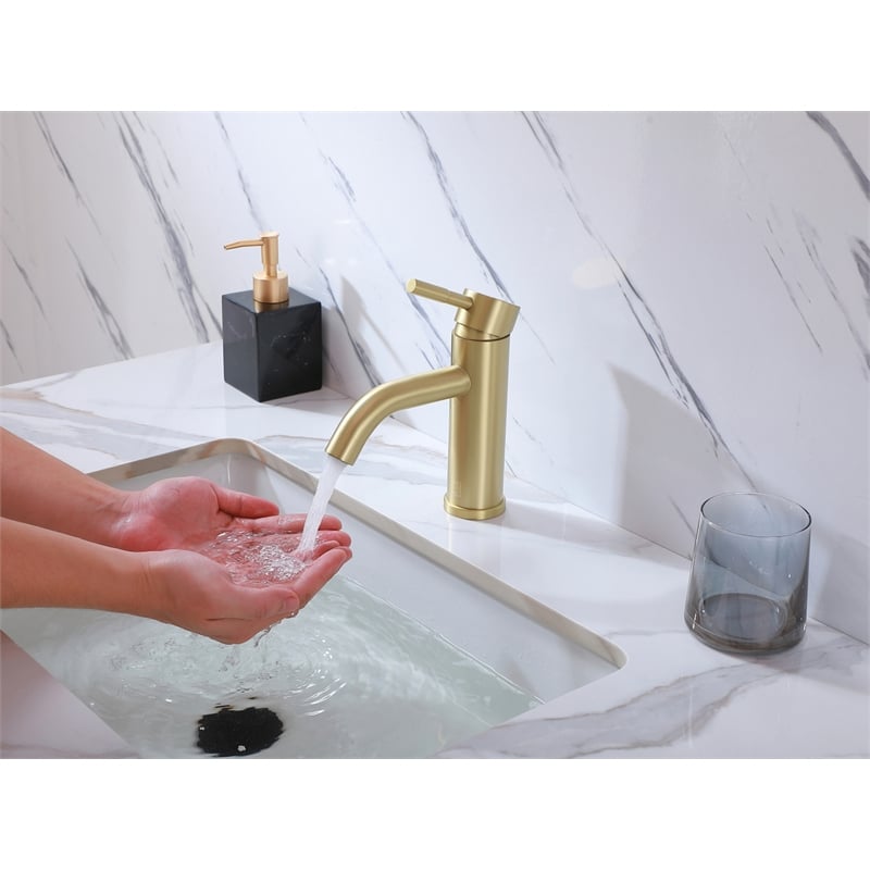 Pemberly Row Stainless Steel Bathroom Faucet in Brushed Gold