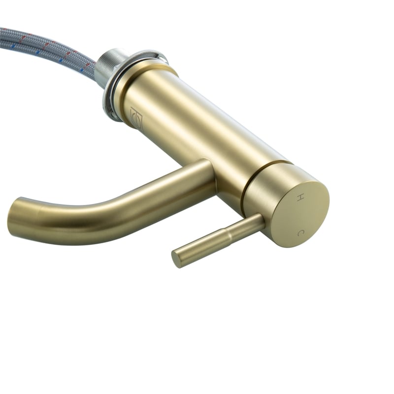Pemberly Row Stainless Steel Bathroom Faucet in Brushed Gold