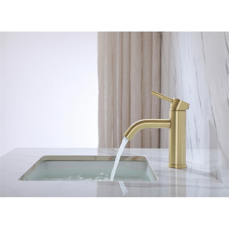 Pemberly Row Stainless Steel Bathroom Faucet in Brushed Gold