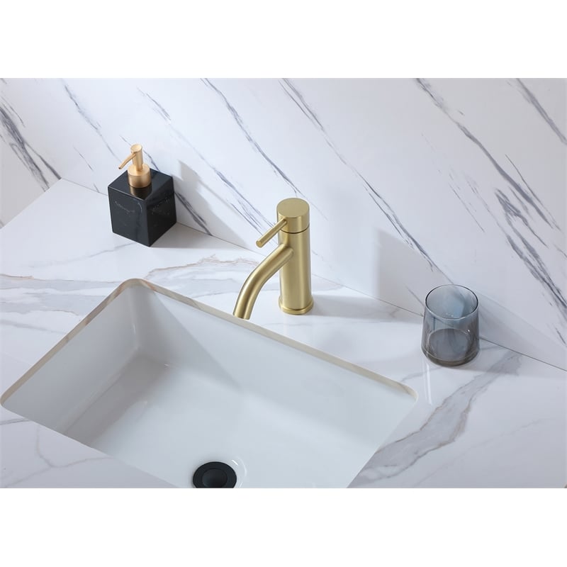Pemberly Row Stainless Steel Bathroom Faucet in Brushed Gold