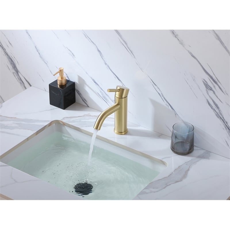 Pemberly Row Stainless Steel Bathroom Faucet in Brushed Gold