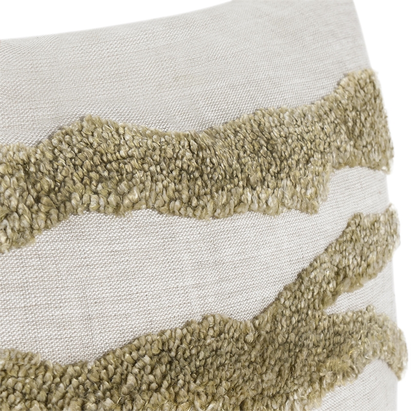 Pemberly Row 22-Inch Tufted Flax Linen Throw Pillow in Wheat Green