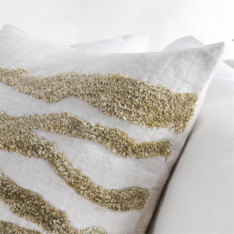 Pemberly Row 22-Inch Tufted Flax Linen Throw Pillow in Wheat Green