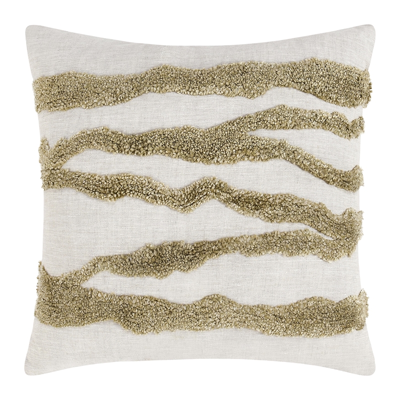 Pemberly Row 22-Inch Tufted Flax Linen Throw Pillow in Wheat Green